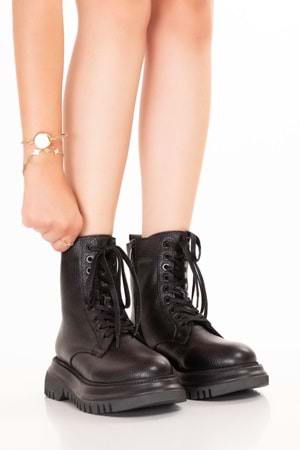 Gondol Kadın Hakiki Deri Günlük Postal Bot Willa - Siyah - 36