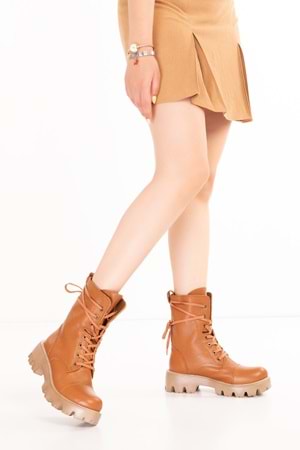 Gondol Kadın Hakiki Deri Kalın Taban Hafif Postal Weronica - Taba - 36