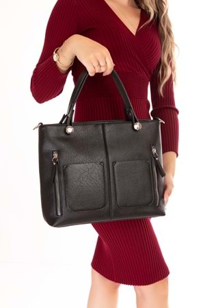 Gondol Kadın Şık El ve Omuz Çantası ars.930 - Siyah - TEK EBAT