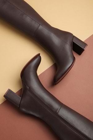 Gondol Kadın Klasik Topuklu Çizme mad.1256 - Kahverengi - 36