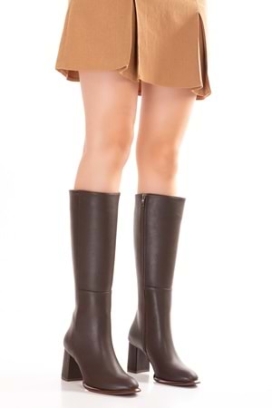 Gondol Kadın Klasik Topuklu Çizme mad.1256 - Kahverengi - 36