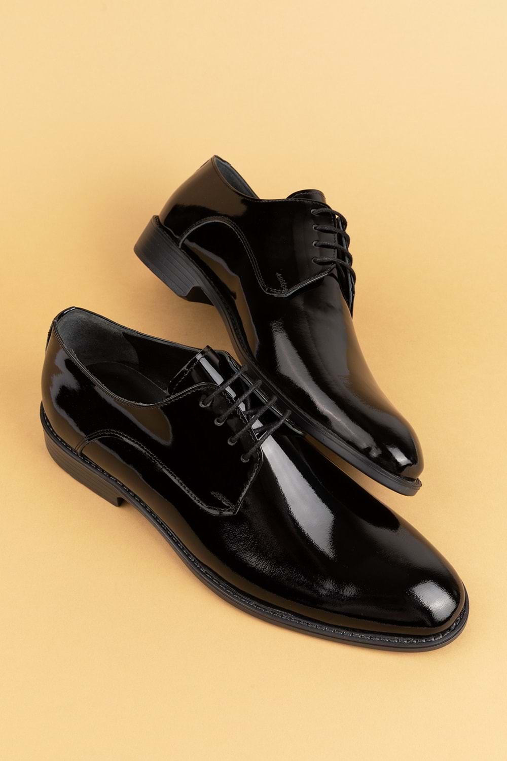 Gondol Erkek Hakiki Deri Klasik Damat Ayakkabı pş.90 - siyah rugan - 42