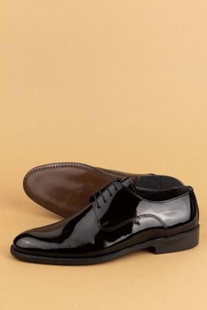 Gondol Erkek Hakiki Deri Klasik Damat Ayakkabı pş.90 - siyah rugan - 42