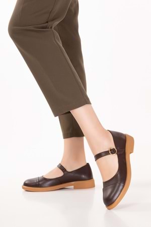 Gondol Hakiki Deri Günlük Klasik Makosen Babet Ayakkabı alb.406 - Kahverengi - 36