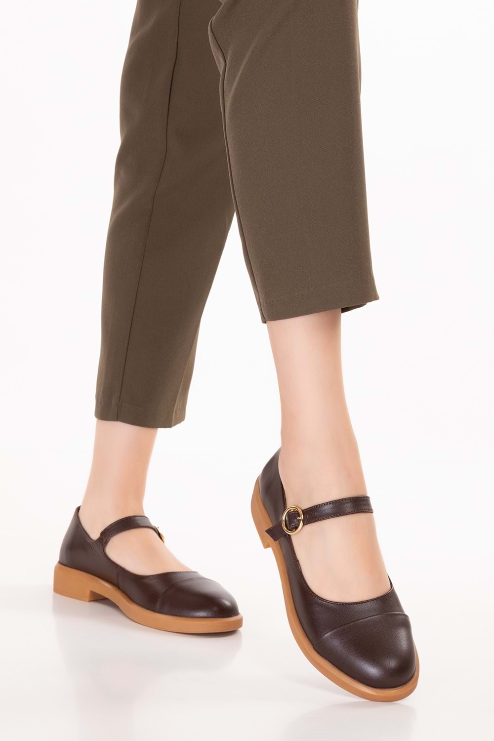 Gondol Hakiki Deri Günlük Klasik Makosen Babet Ayakkabı alb.406 - Kahverengi - 36