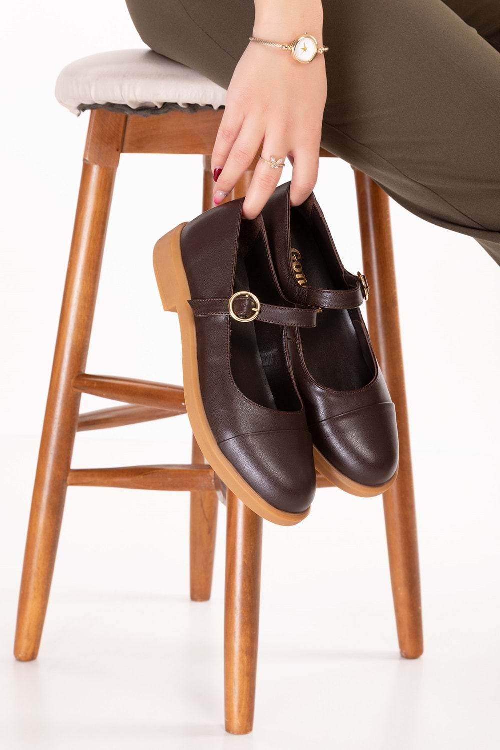 Gondol Hakiki Deri Günlük Klasik Makosen Babet Ayakkabı alb.406 - Kahverengi - 38