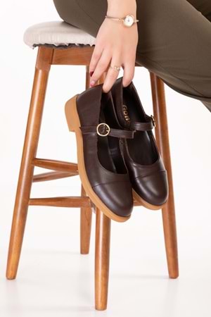 Gondol Hakiki Deri Günlük Klasik Makosen Babet Ayakkabı alb.406 - Kahverengi - 38