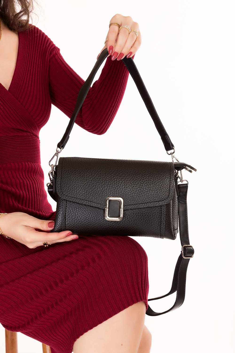 Gondol Kadın Günlük Küçük Omuz Çantası vp.732 - Siyah - TEK EBAT