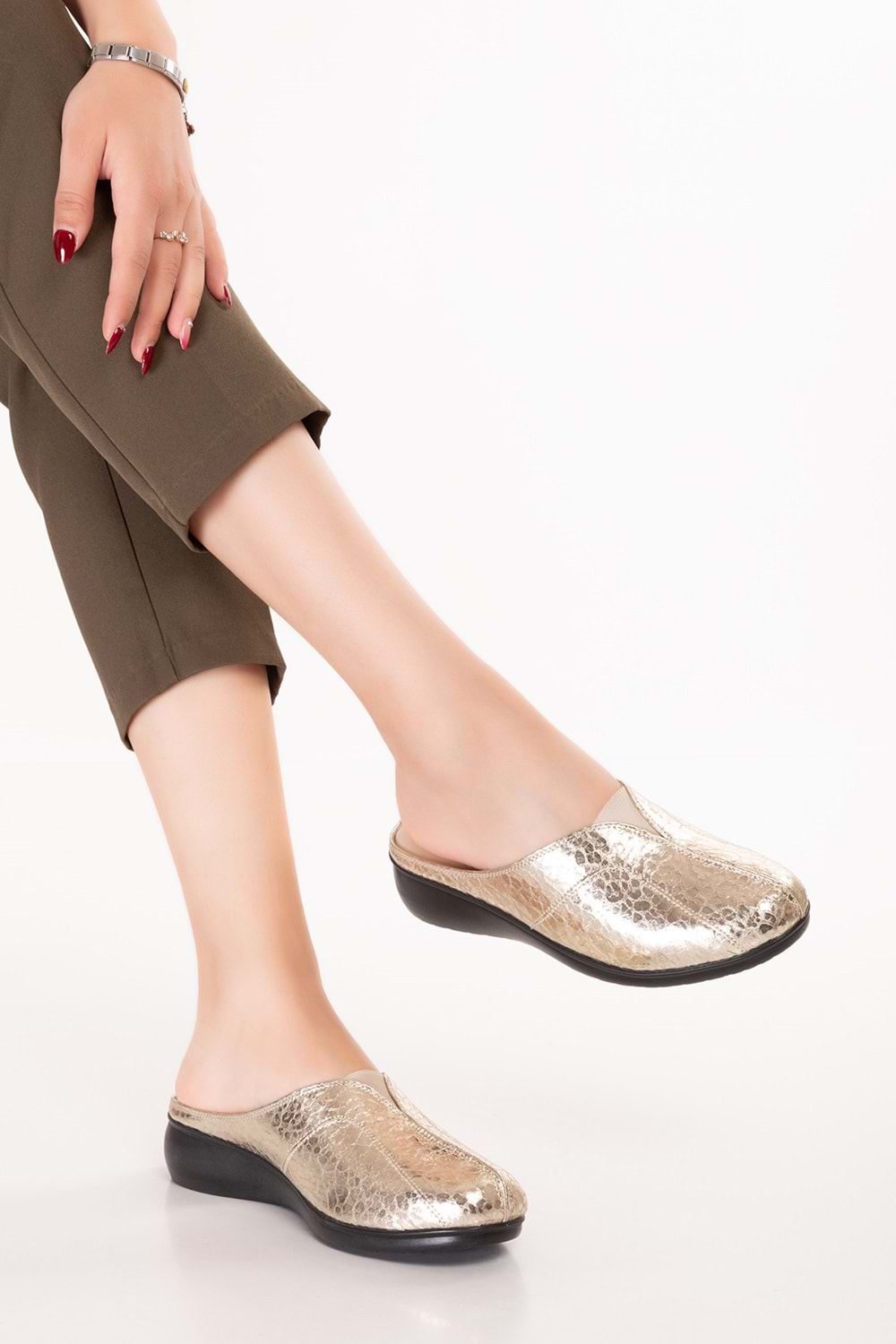 Gondol Kadın Hakiki Deri Rahat Dolgu Topuklu Sabo Ev Terlik özl.323 - Dore - 39