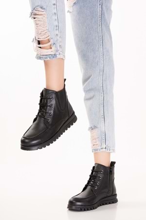 Gondol Hakiki Deri Kaymaz Taban Rahat Günlük Şık Bot mlk.5087 - Siyah - 36