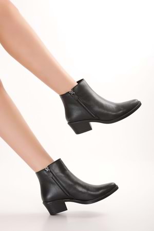 Gondol Hakiki Deri Günlük Şık Bot Sude - Siyah - 37