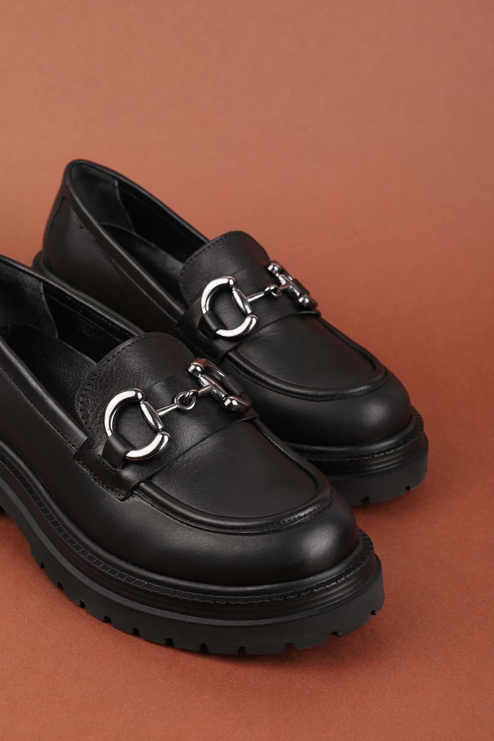 Gondol Hakiki Deri Kalın Taban Hafif Oxford Ayakkabı erp.742 - Siyah - 38