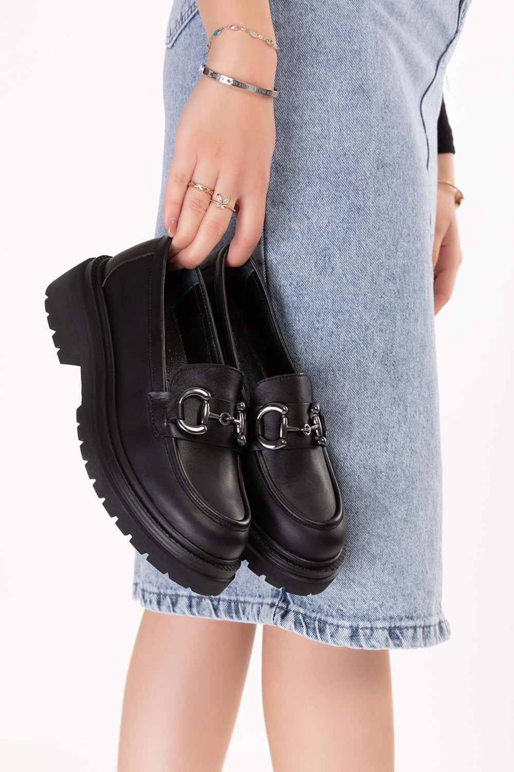 Gondol Hakiki Deri Kalın Taban Hafif Oxford Ayakkabı erp.742 - Siyah - 38