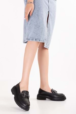 Gondol Hakiki Deri Kalın Taban Hafif Oxford Ayakkabı erp.742 - Siyah - 38