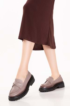 Gondol Hakiki Deri Kalın Taban Hafif Oxford Ayakkabı erp.744 - Vizon - 38