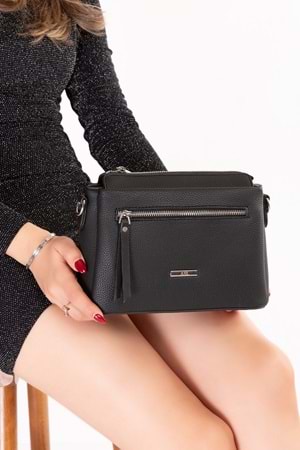 Gondol Kadın Çift Bölmeli El ve Omuz Çantası ald.80729 - Siyah - TEK EBAT