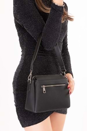 Gondol Kadın Çift Bölmeli El ve Omuz Çantası ald.80729 - Siyah - TEK EBAT