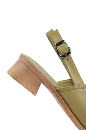 Gondol Hakiki Deri Günlük Hafif Taban Topuklu Klasik Sandalet ez.6188tc - Avacado - 36