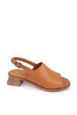 Gondol Hakiki Deri Günlük Hafif Taban Topuklu Klasik Sandalet ez.6188tc - Taba - 36