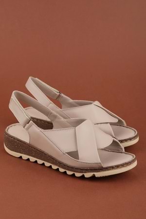 Gondol Hakiki Deri Günlük Çapraz Bant Sandalet rh.018 - Gri - 38