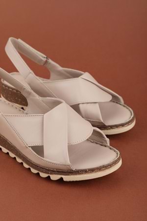 Gondol Hakiki Deri Günlük Çapraz Bant Sandalet rh.018 - Gri - 38