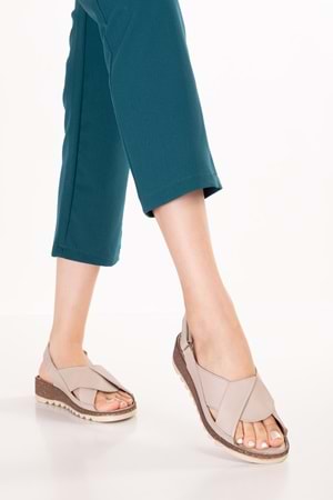 Gondol Hakiki Deri Günlük Çapraz Bant Sandalet rh.018 - Gri - 38