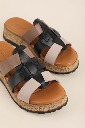 Gondol Kadın Hakiki Deri Kalın Tabanlı Günlük Terlik iz.5706 - Siyah - 37