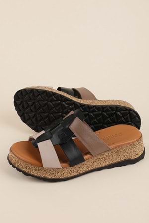 Gondol Kadın Hakiki Deri Kalın Tabanlı Günlük Terlik iz.5706 - Siyah - 37