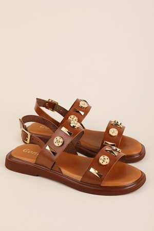 Gondol Hakiki Deri Vaketa Tarzı Günlük Sandalet crm.252 - Taba - 38