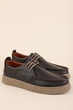 Gondol Erkek Hakiki Deri Casual Derby Ayakkabı (Moc-Toe) cz.102 - Kahverengi - 40