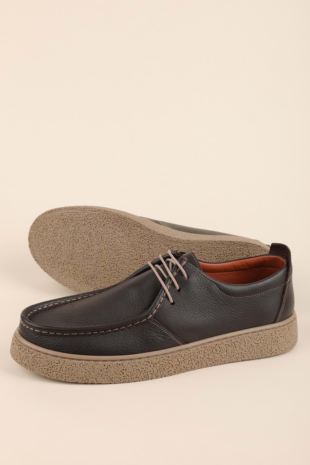 Gondol Erkek Hakiki Deri Casual Derby Ayakkabı (Moc-Toe) cz.102 - Kahverengi - 40
