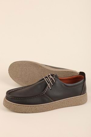 Gondol Erkek Hakiki Deri Casual Derby Ayakkabı (Moc-Toe) cz.102 - Kahverengi - 40