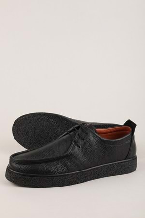 Gondol Erkek Hakiki Deri Casual Derby Ayakkabı (Moc-Toe) cz.102 - Siyah - 42