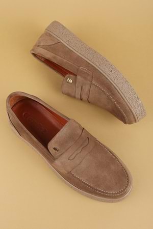 Gondol Erkek Hakiki Deri Casual Flötr Ayakkabı (Moc-Toe) cz.464 - Kum - 40