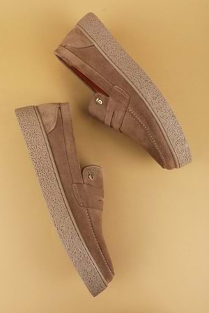 Gondol Erkek Hakiki Deri Casual Flötr Ayakkabı (Moc-Toe) cz.464 - Kum - 40