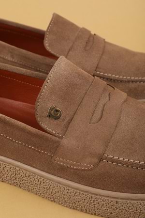 Gondol Erkek Hakiki Deri Casual Flötr Ayakkabı (Moc-Toe) cz.464 - Kum - 40