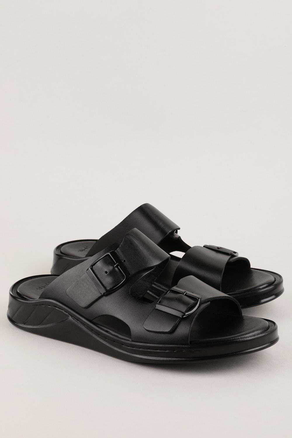 Gondol Erkek Hakiki Deri Günlük Rahat Taban Terlik hkm.186 - Siyah - 41