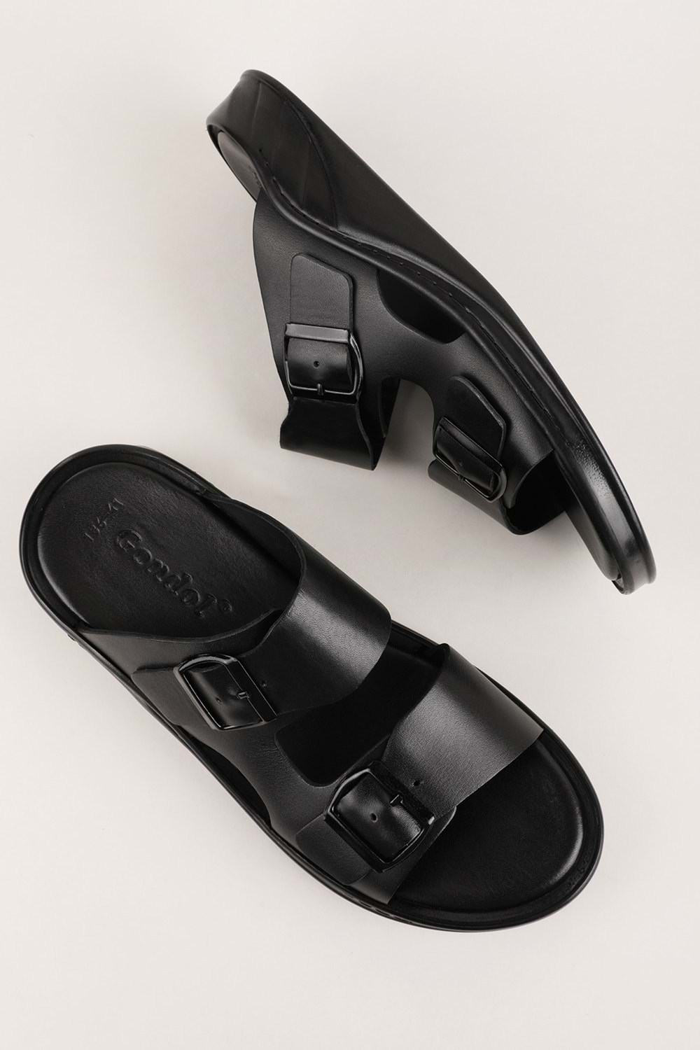 Gondol Erkek Hakiki Deri Günlük Rahat Taban Terlik hkm.186 - Siyah - 41