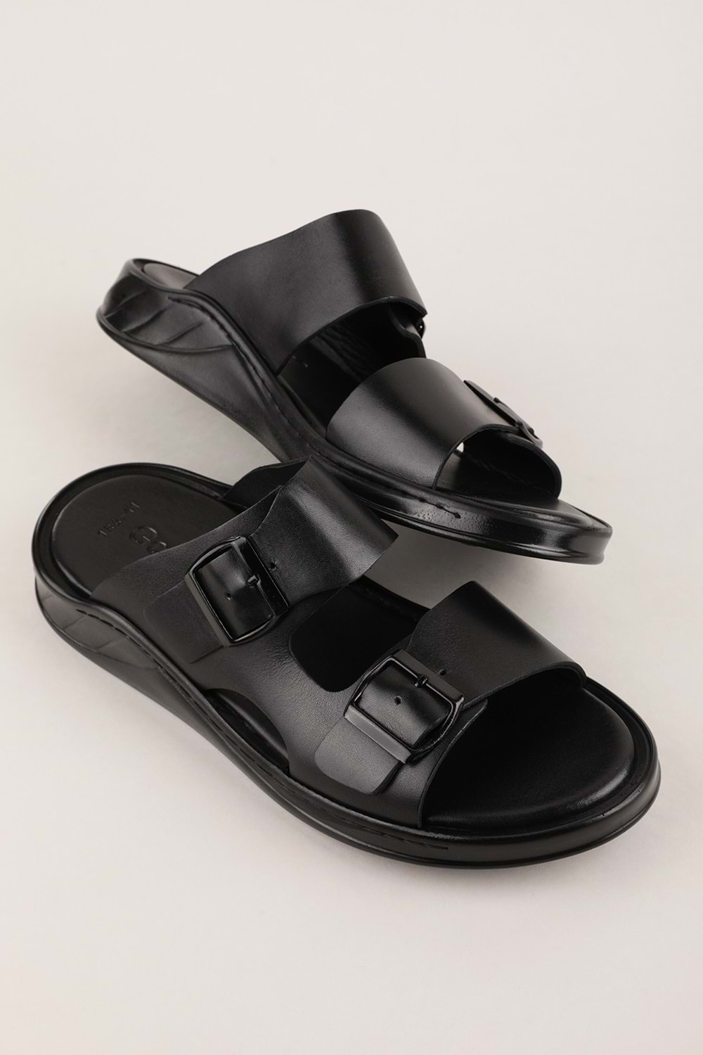 Gondol Erkek Hakiki Deri Günlük Rahat Taban Terlik hkm.186 - Siyah - 41