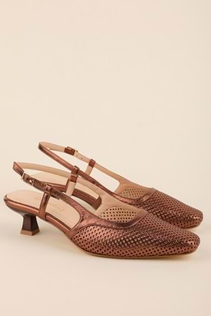 Gondol Kadın Hakiki Deri İnce Stiletto Topuklu Ayakkabı brgl.6136 - Bakır - 37