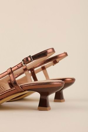 Gondol Kadın Hakiki Deri İnce Stiletto Topuklu Ayakkabı brgl.6136 - Bakır - 37