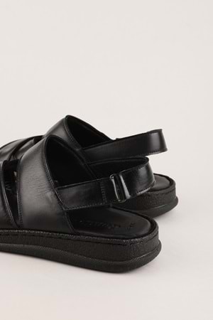 Gondol Erkek Hakiki Deri Günlük Rahat Taban Sandalet hkm.27 - Siyah - 42