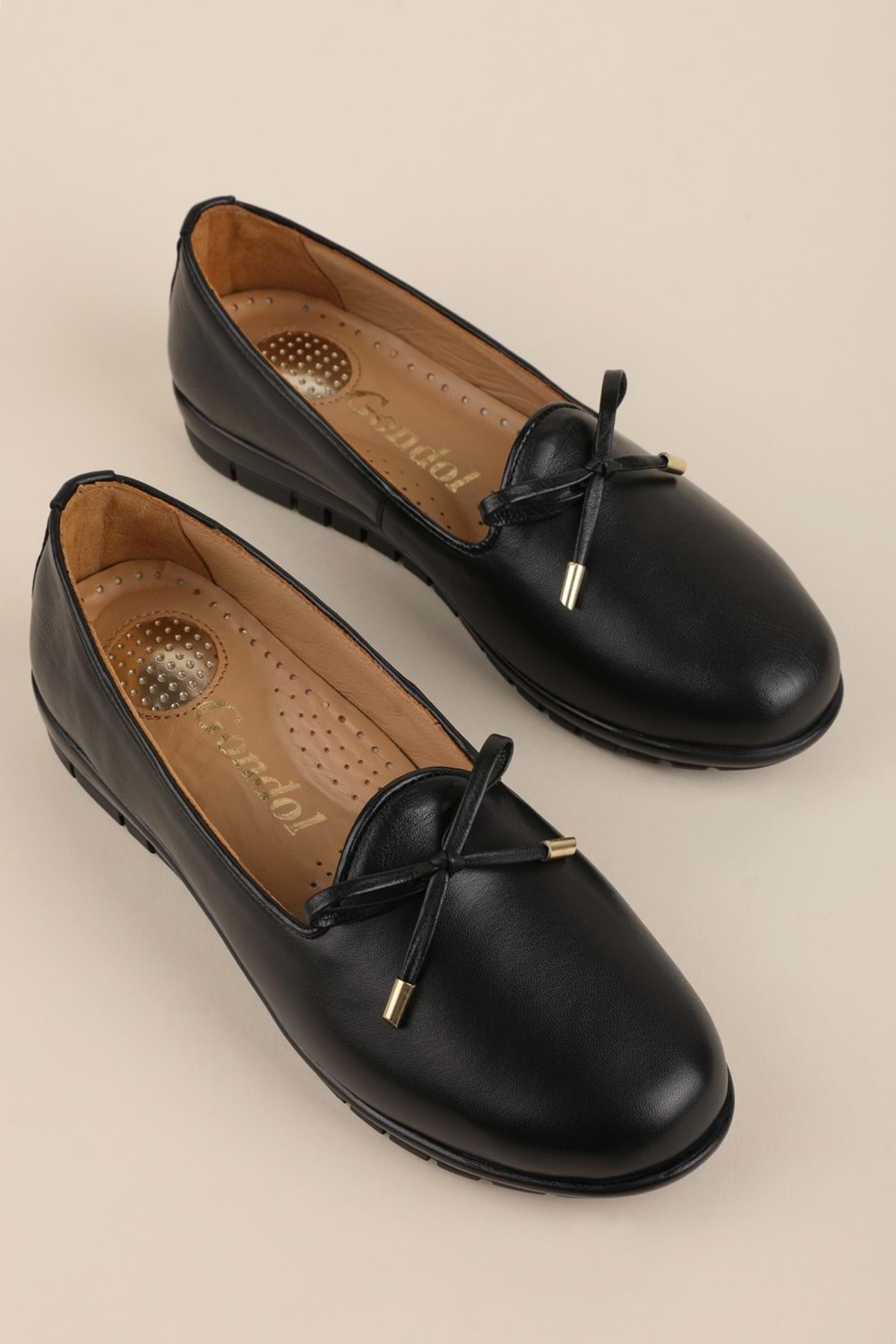 Hakiki Deri Kadın Günlük Rahat Konforlu Günlük Babet elnr.3811 - Siyah - 38