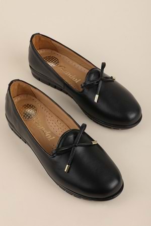 Hakiki Deri Kadın Günlük Rahat Konforlu Günlük Babet elnr.3811 - Siyah - 38