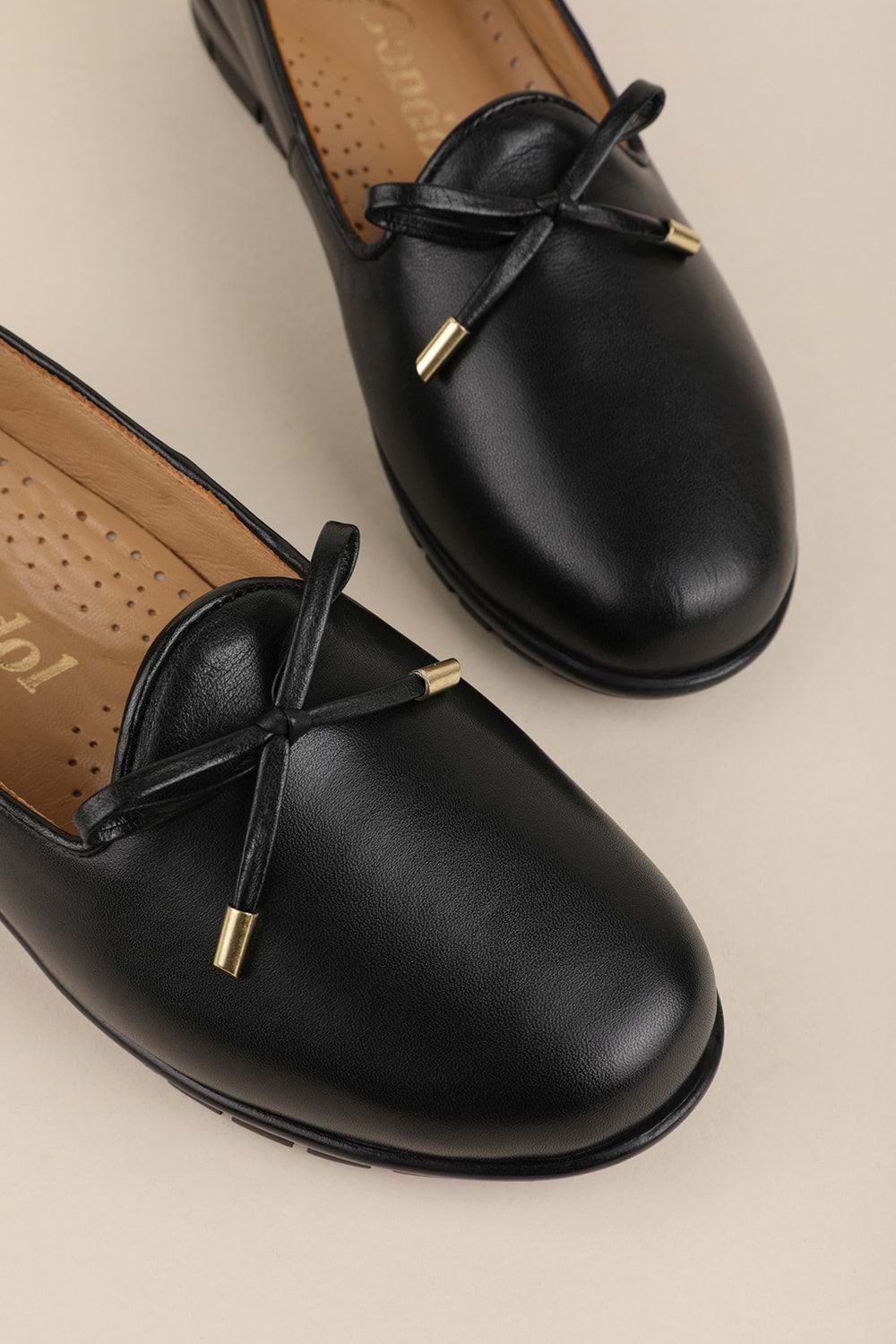 Hakiki Deri Kadın Günlük Rahat Konforlu Günlük Babet elnr.3811 - Siyah - 38