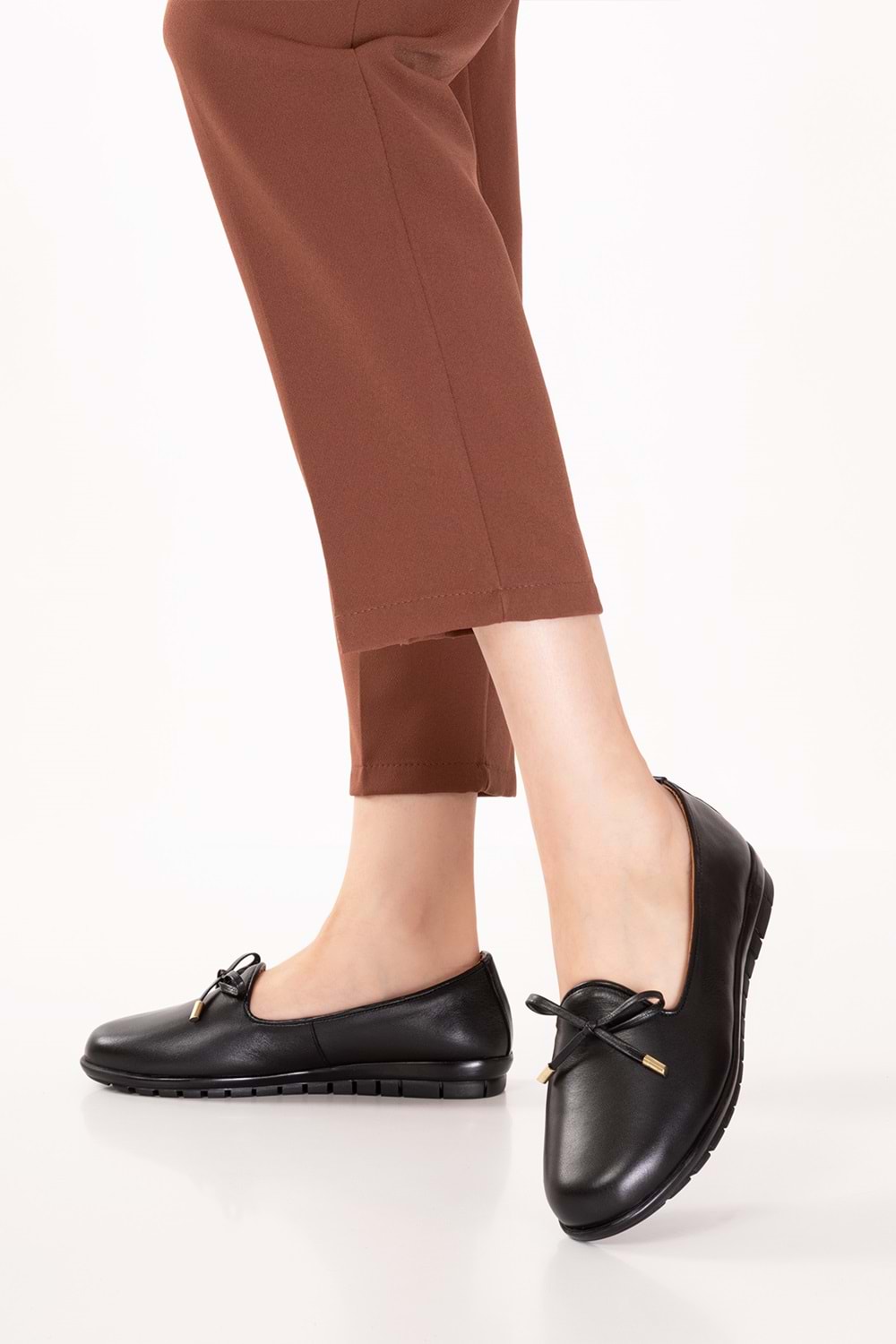 Hakiki Deri Kadın Günlük Rahat Konforlu Günlük Babet elnr.3811 - Siyah - 38