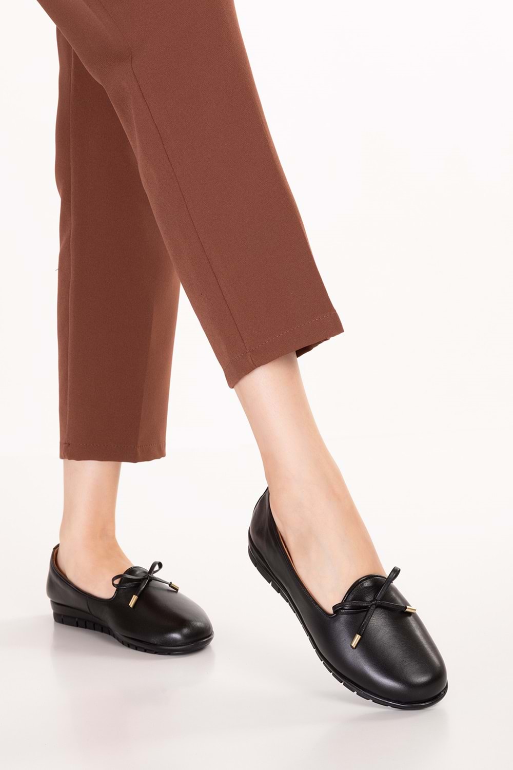 Hakiki Deri Kadın Günlük Rahat Konforlu Günlük Babet elnr.3811 - Siyah - 38