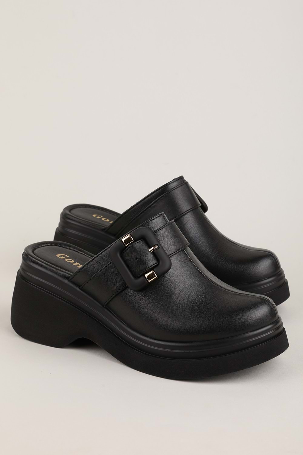 Gondol Hakiki Deri Platform Taban Sabo Terlik pkr.64030 - Siyah - 37
