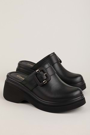 Gondol Hakiki Deri Platform Taban Sabo Terlik pkr.64030 - Siyah - 37