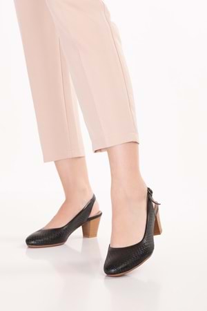 Gondol Hakiki Deri Rahat Orta Boy Topuklu Ayakkabı vdt.321 - Siyah - 38